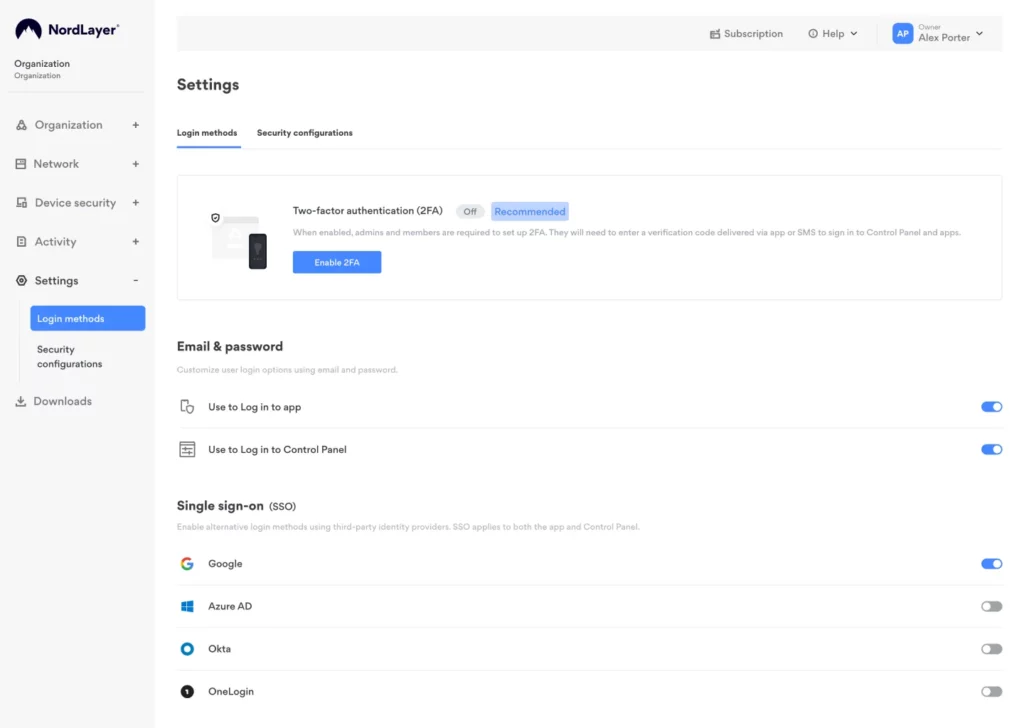 Nordlayer Multi-factor authentication